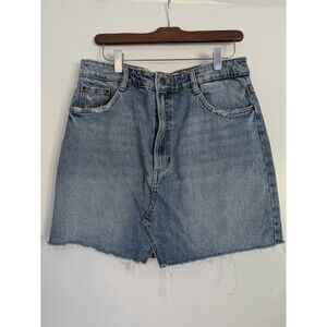 Zara Authentic Denim By TRF Raw Hem Cut Off Mini Skirt Size Large